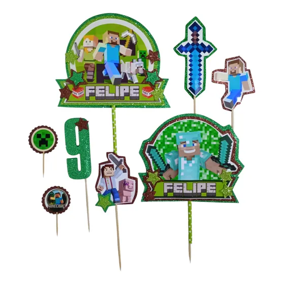 Minecraft Cake Topper Adorno Para Torta