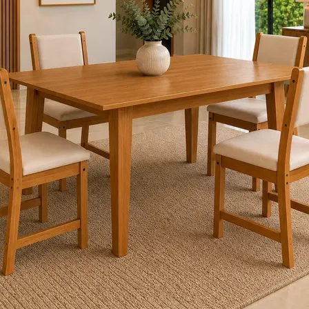 Mesa de Jantar Freijó 4 Lugares 120cm Retangular MDF Moderna - Trio Casa