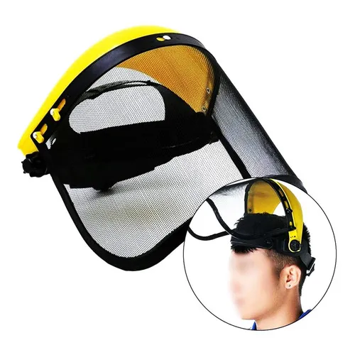 Protector facial para protección de jardineros y desbrozadora, color negro/amarillo