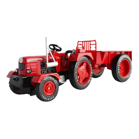 Tractor Escala 1:18 Con Coloso Metalico Kaidiwei Color Rojo