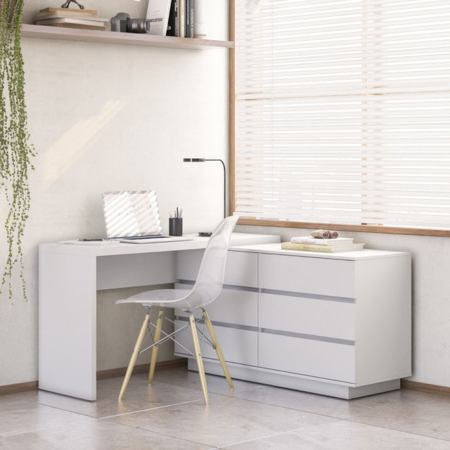 Mesa Para Escritório Diretor Em L 6 Gavetas Oring Yescasa Branco Mesa Para Escritório Diretor Em L 6 Gavetas Oring Yescasa Branco