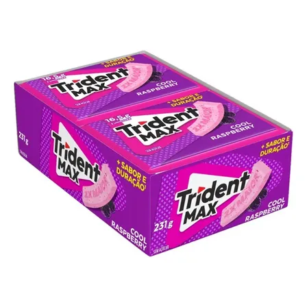 Chiclete Trident Max Raspberry S/ Açúcar - Cx 14u de16,5g
