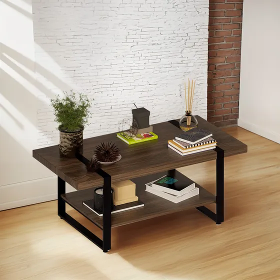 Mesa De Centro Para Sala O Recámara Mubson. Mesa Decorativa Color Marrón oscuro