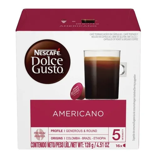Capsulas Dolce Gusto Americano X 16 Cafe Largo Nescafe