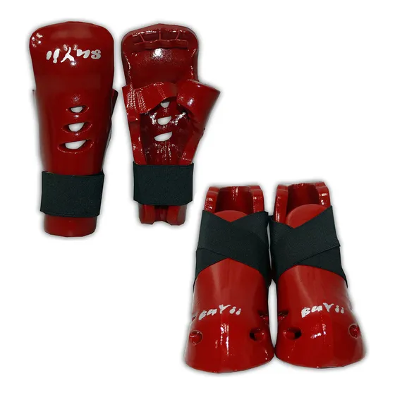 Kit Combo Protector De Pie + Guante Taekwondo Sparring Itf