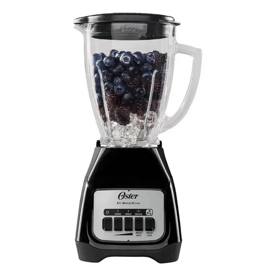 Licuadora Oster, de 2 Velocidades más Pulso, Vaso de Vidrio Boroclass, 1.5 L, 800 W, Negra, BLSTKAG-BPB
