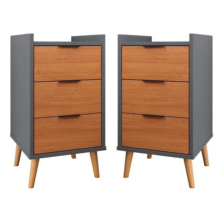 Kit Com 2 Mesas De Cabeceiras 3 Gavetas Toni - Lojas G2