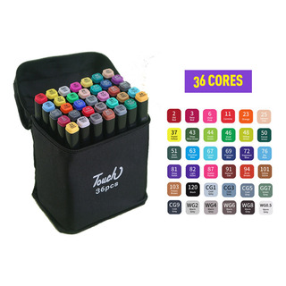 Conjunto Canetas Marcador Canetinha Ponta Dupla 36 Cores Kit Conjunto Canetas Marcador Canetinha Ponta Dupla 36 Cores Kit