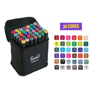 Conjunto Canetas Marcador Canetinha Ponta Dupla 36 Cores Kit Conjunto Canetas Marcador Canetinha Ponta Dupla 36 Cores Kit