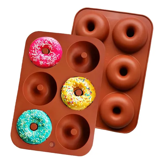 Molde Silicona 6 Rosquillas Donas Antiadherente Reposteria