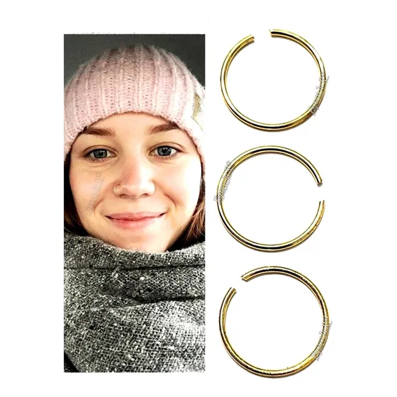 Argola Piercing Brinco Falso Fino Nariz Pressão Kit3 Peças