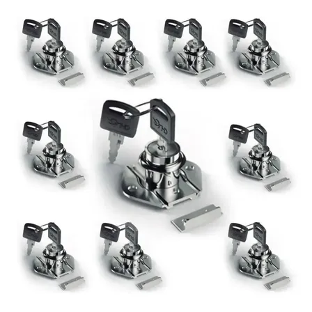 Kit 10 Fechaduras 22mm Gaveta Armário E Móveis Chave Cromada Tranca Segurança Escritório Instalação Fácil Resistente Universal