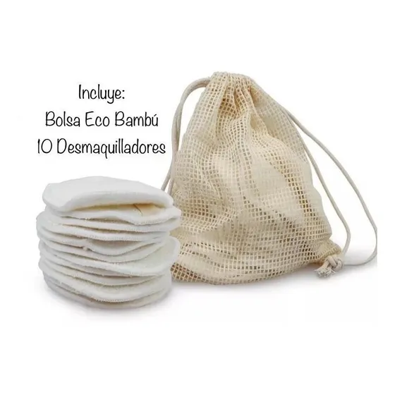 Docena Set Desmaquillantes X10 Reutilizables Bambú Ecológica