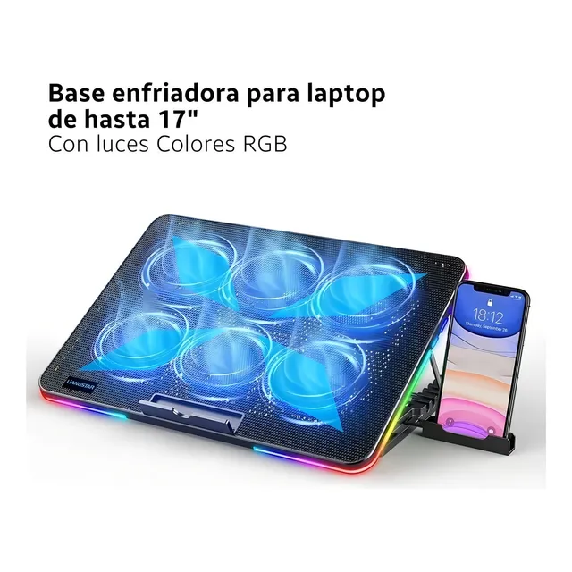 Base Enfriadora Para Laptop Con Iluminación Rgp Color Negro1
