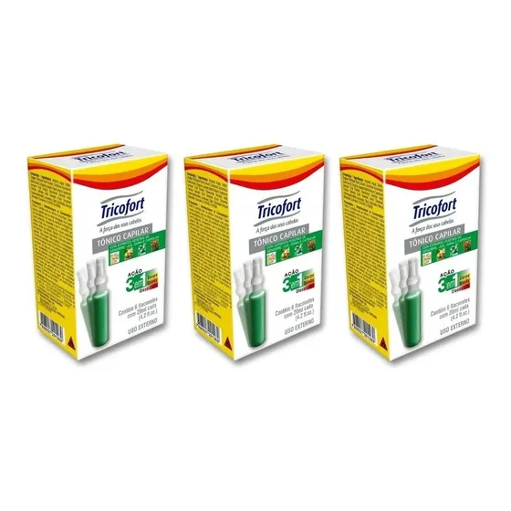 3 Caixas Tricofort Tônico Capilar Caixa C/6 Ampolas 20ml