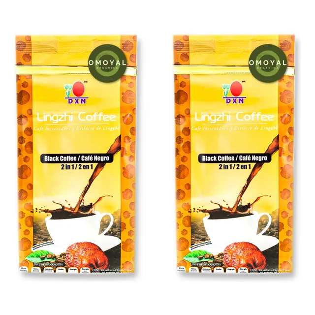 2 Bolsas Lingzhi Coffee 2 En 1 Con Ganoderma 40 Sobres Dxn
