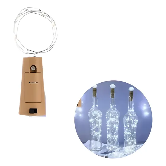 X 20 Luz Alambre Microled 2m Corcho Botella Guirnalda +pilas