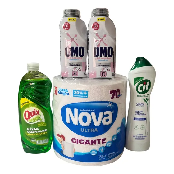 Pack 2 Omo Hipo 500 + 1 Quix 750 + 1 Cif Crema 750 + Nova 70