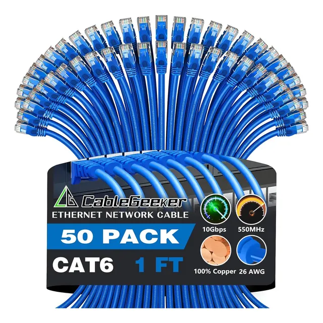Cable Ethernet Cat6 De 30 Cm Azul (paquete De 50)