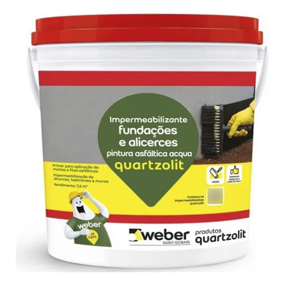 Pintura Afaltica Acqua 3,6 Lt - Quartzolit Acabamento Fosco Cor Amarelo