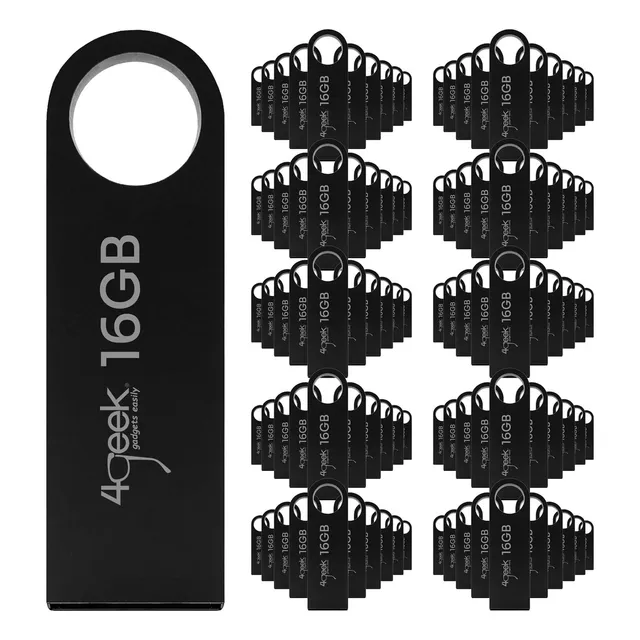 Kit 100 Memorias Usb 16gb Negro 2.0 Bulk 4geek Liso