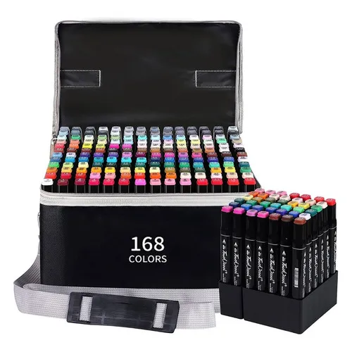 Marcadores Doble Punta Plumones Punta Pincel 168 Colores