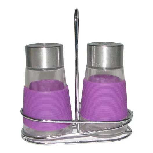 Utensilio Mesa Set Sal Pimienta + Base Acero 3pzas