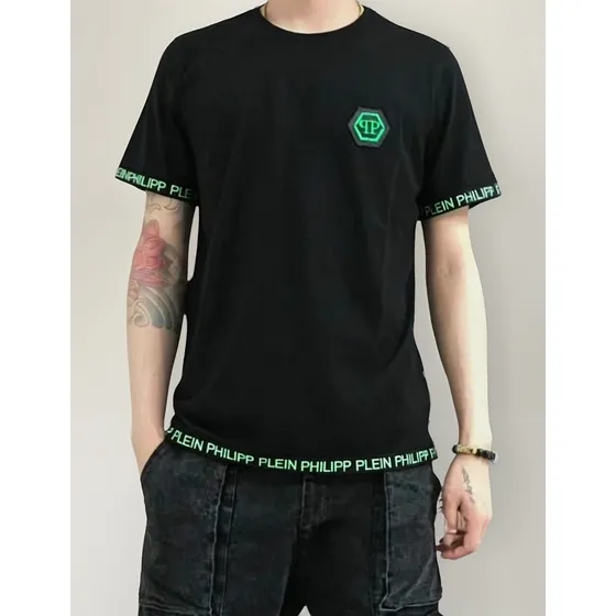 Plein Camiseta De Los Hombres De Media Manga De Color Sólid