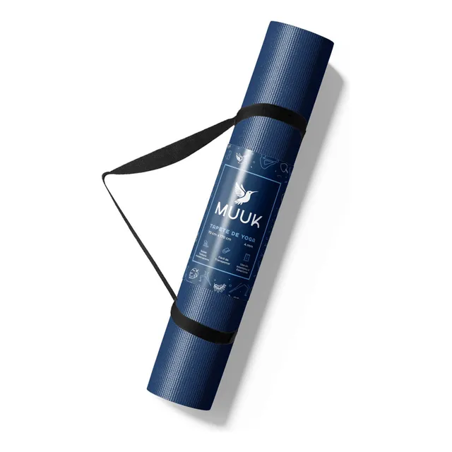 Tapete Portátil Yoga Pilates Fitness Ejercicio Relajación Color Azul marino