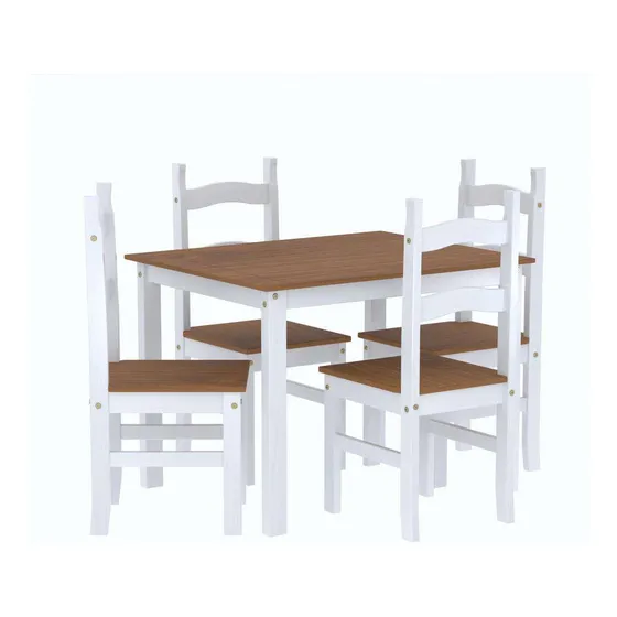 Juego De Comedor 4 Sillas Mesa Rectangular LG Amoblamientos 303 Color Roble/Blanco