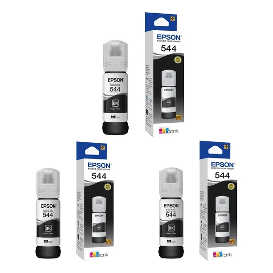 3x Tinta Original Epson T544120 T544 L3150 L3110 - Preta