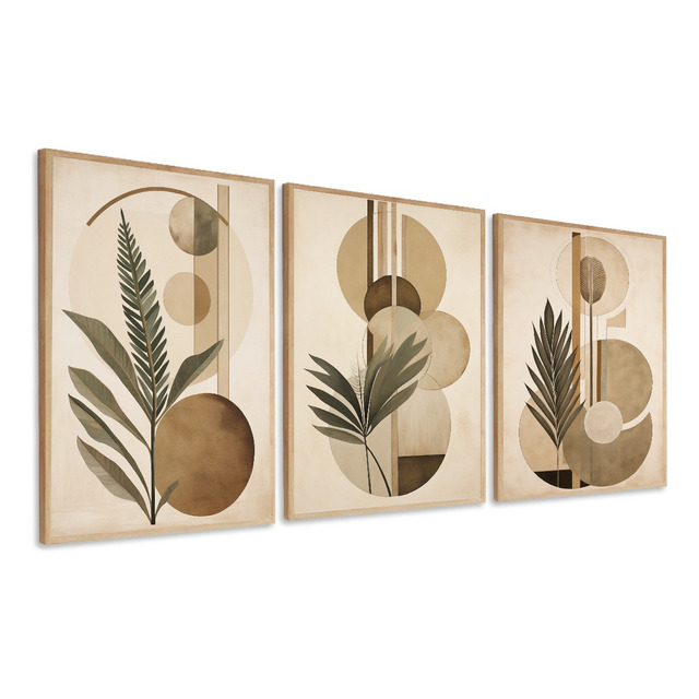 Quadros Decorativos Folhagem Abstrato Clean Bege Com Moldura Quadros Decorativos Folhagem Abstrato Clean Bege Com Moldura