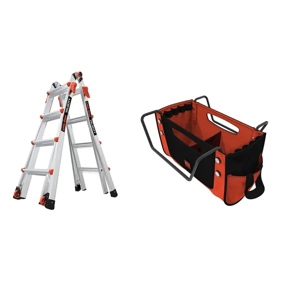 Escalera Multiuso Con Ruedas Y Bolso Para Herramientas