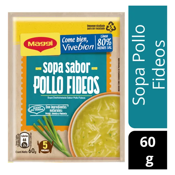 Sopa instantánea Maggi maggi® vive bien pollo con fideos 60g Cremas y sopas pollo con fideos en sobre 60 g de 60 g