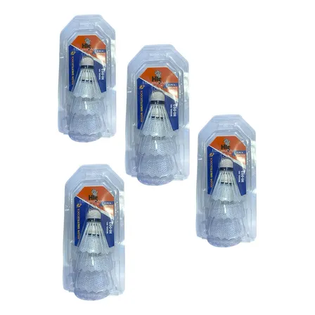Set De 12 Plumillas Bádminton De Plumas Juegos Futbol Blanca