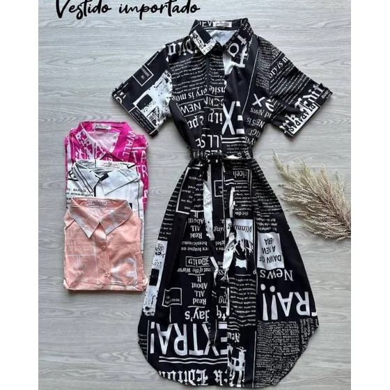 Vestido De Dama Camisero Largo Manga Corta