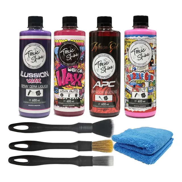 Kit De Lavado Auto Moto Lustre Toxic Shine X8 Hidrata + Apc