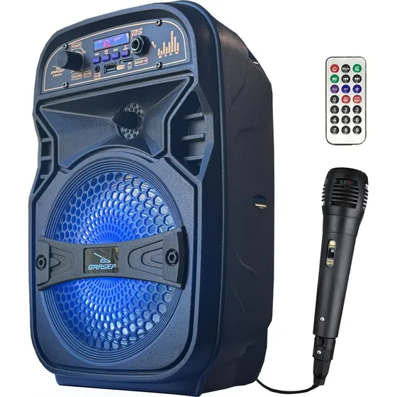 Caixa De Som Com Microfone Bluetooth Karaokê