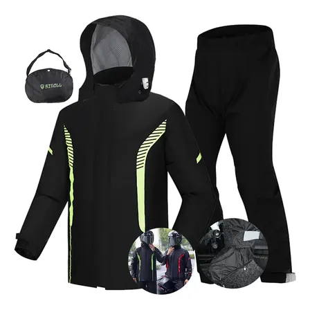 Capa De Chuva Moto Com Capuz Impermeável Motoqueiro Verde M(45-60kg)