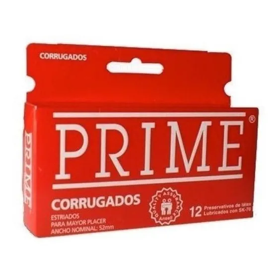 Preservativos Prime X 12 Un. Corrugado Rojo