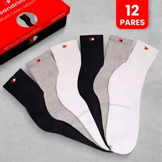 Kit 12 Pares Meias AlgodĂŁo Confortavel Sandrini Cano Alto Kit 12 Pares Meias AlgodĂŁo Confortavel Sandrini Cano Alto