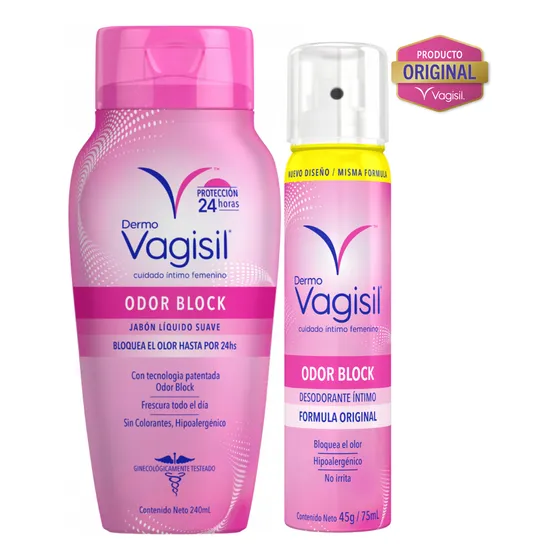 Dermvagisil Odor Block Jabon 240ml Y Desodorante Intimo 75ml