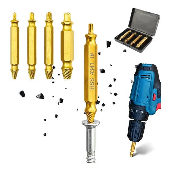 Kit 4 Removedor Extrator Saca Parafuso Espanado Quebrado