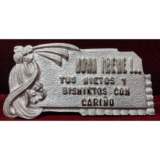 Placa Recordatoria Cementerio 14x7 Fundicion Bronce Adornada