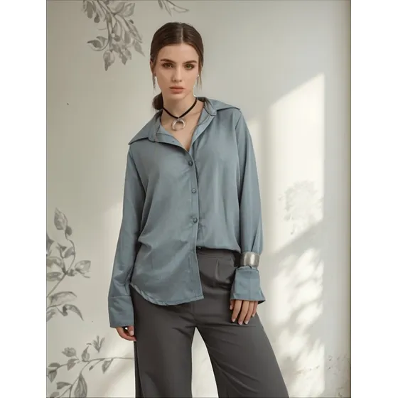 Camisa De Saten V/colores Nueva Temporada Talles M Xl Br