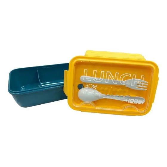 3 Lonchera Porta Comida Rectangular Cuchara + Tenedor 
