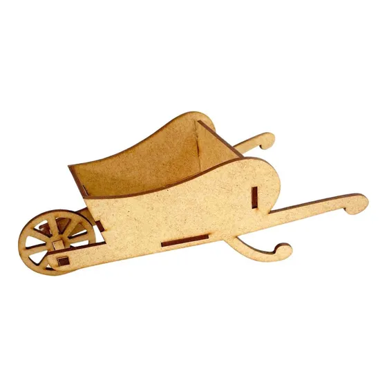 Kit 15 Centro Mesa Carrinho De Mão Carriola Mdf Cru 22cm