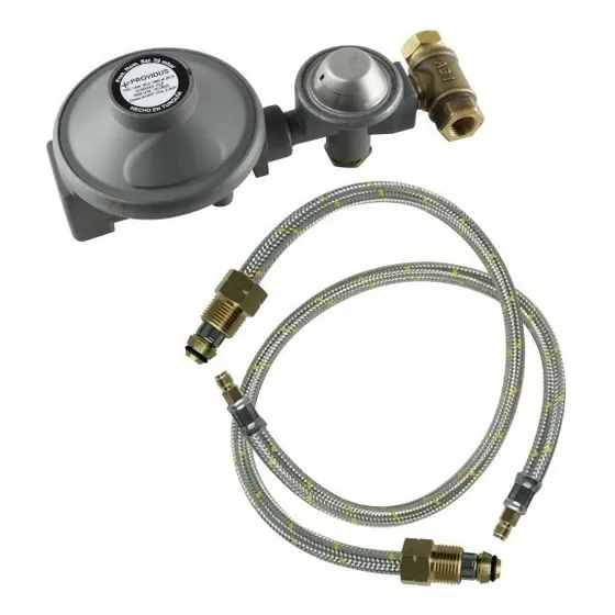 Regulador Gas Cilindro 45 Kg Doble Con Flexibles Certificado Capacidad Máxima 45 G Color Gris