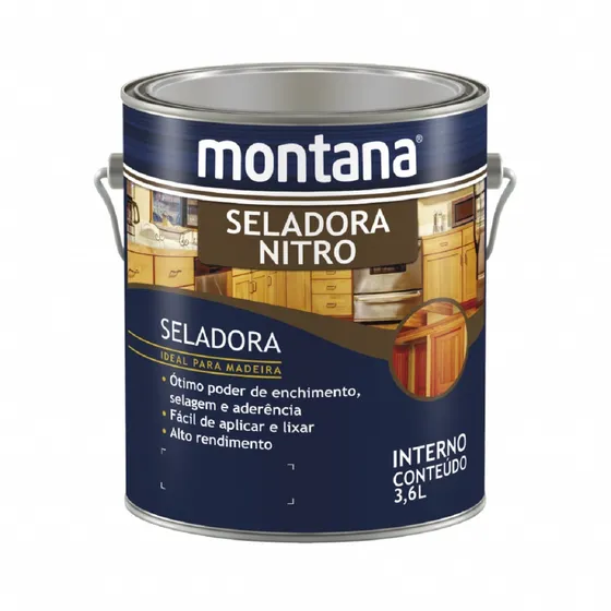 Montana seladora Nitro Para Madeira Alto Rendimento Galão 3,6L Acabamento Semi-brilho cor Incolor