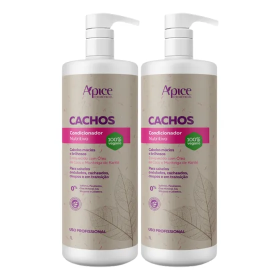 Kit 2 Condicionador Nutritivo Cachos Apse Profissional 1l